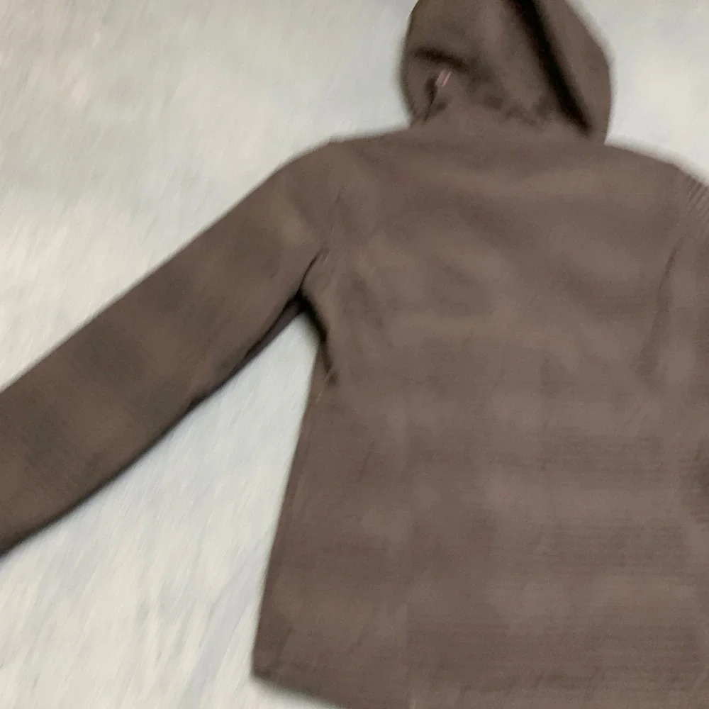 Snozu Softshell Jacket Girls S 7-8 Black Pink Sherpa Lined Hooded Thumb Holes